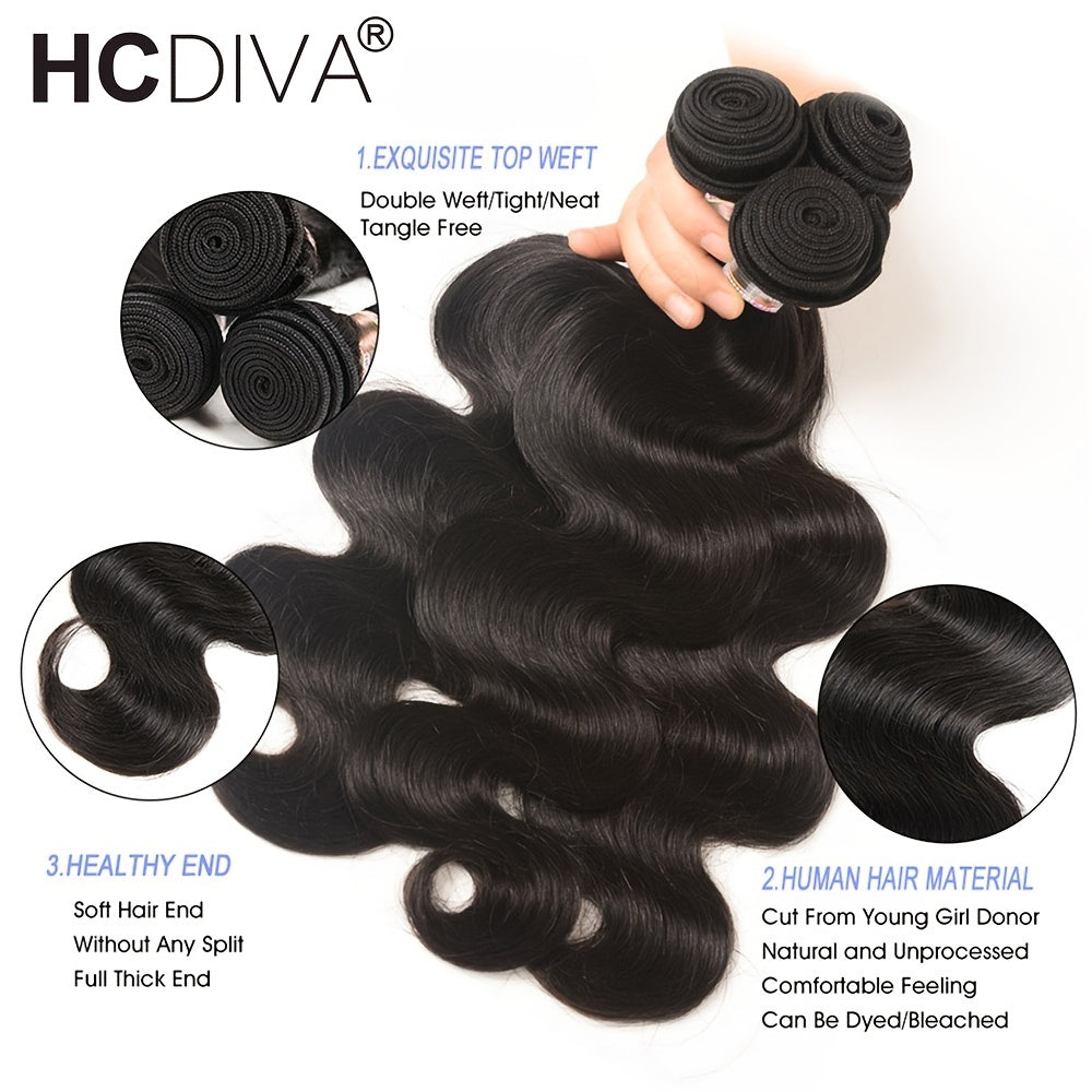 10A Brazilian Body Wave Hair Extensions - 3-Pack Human Remy Hair Bundles, Naturally Lustrous & Tangle-Free, Premium Quality for Women, 10-32 Inch Lengths