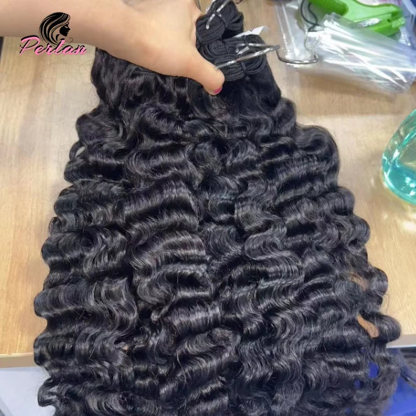 10-30 Inch Raw Indian Wavy Hair Bundles HD Lace Closure Frontal Wavy Human Hair Extensions