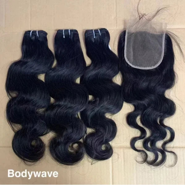 10-30 Inch Raw Indian Wavy Hair Bundles HD Lace Closure Frontal Wavy Human Hair Extensions