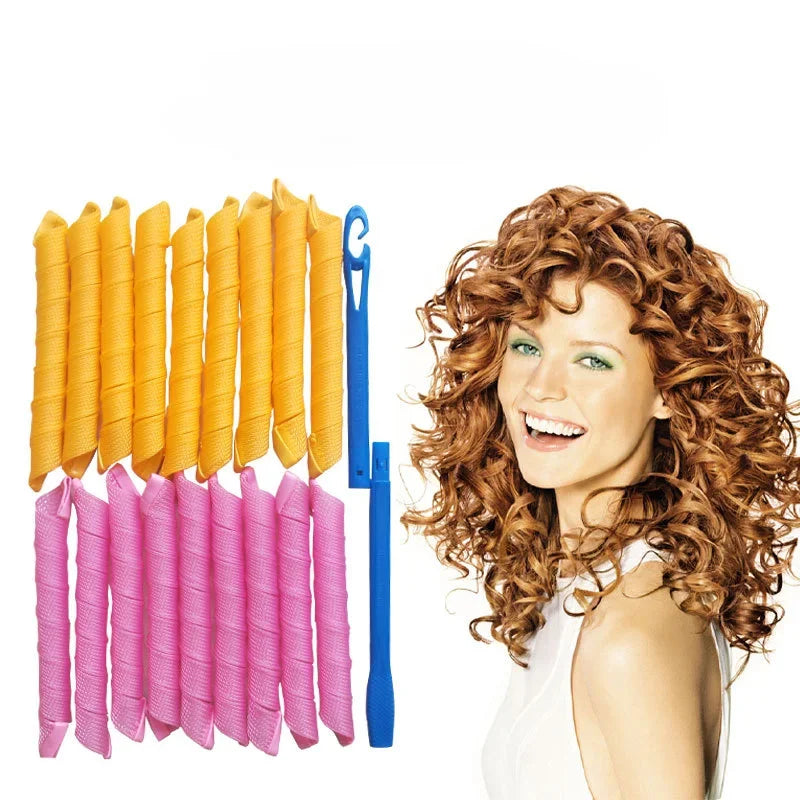 18pcs/set Spiral Hair Curlers Heatless Non-Damaging Wave Formers DIY Hair Rollers Hairs Curler Styling Tool Set Hair Accessories