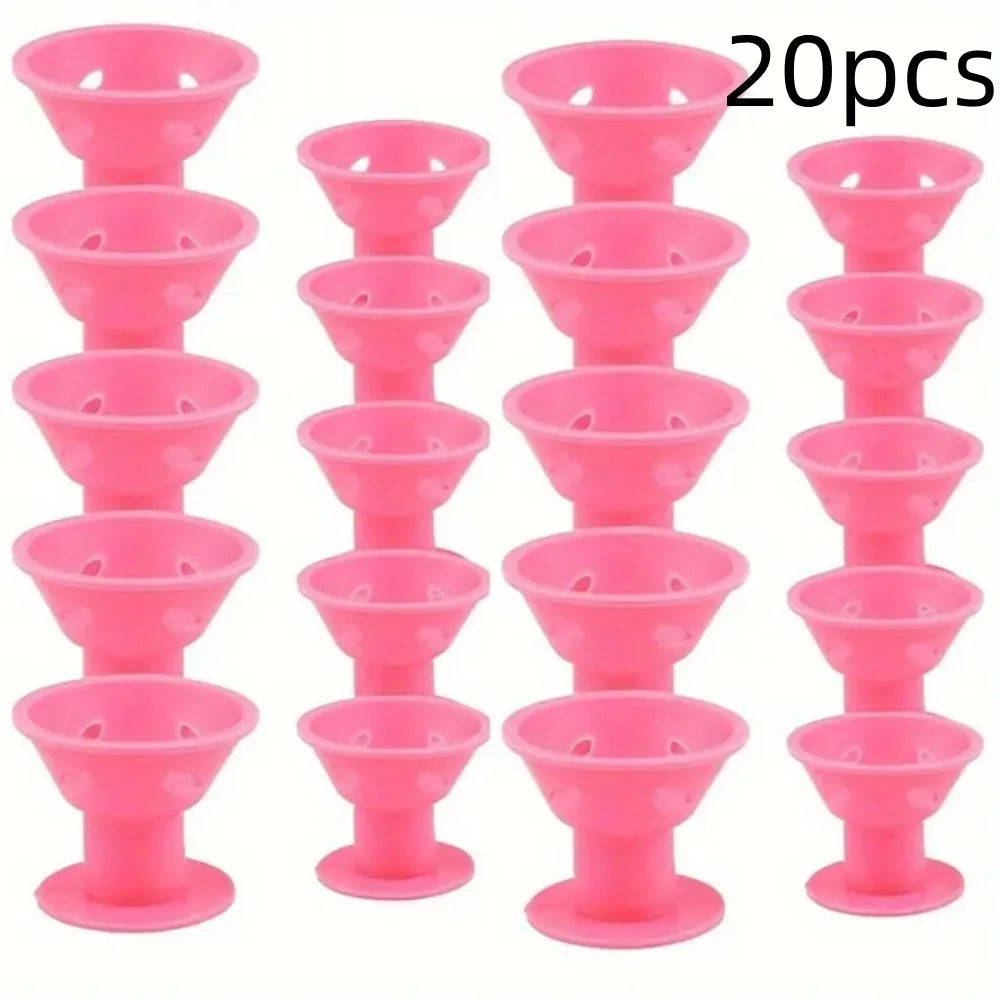 10-30pcs Hair Curlers Set Heatless Styling Tools for All Hair Types Easy DIY Perming Tools Silicone Bell Shaped Hairstyling Acce