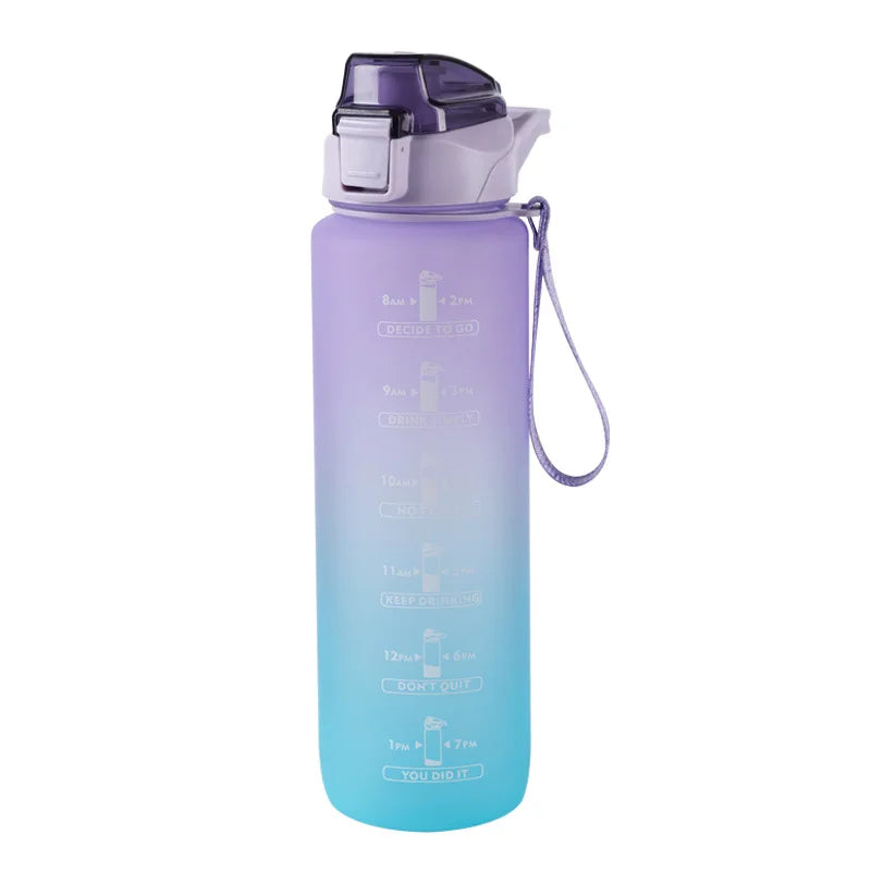 1000ml Stay Hydrated and On Track with Our Gradient Color Sports Water Bottle with Time Marker Perfect for Outdoor Fitness