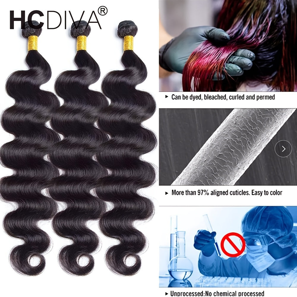 10A Brazilian Body Wave Hair Extensions - 3-Pack Human Remy Hair Bundles, Naturally Lustrous & Tangle-Free, Premium Quality for Women, 10-32 Inch Lengths