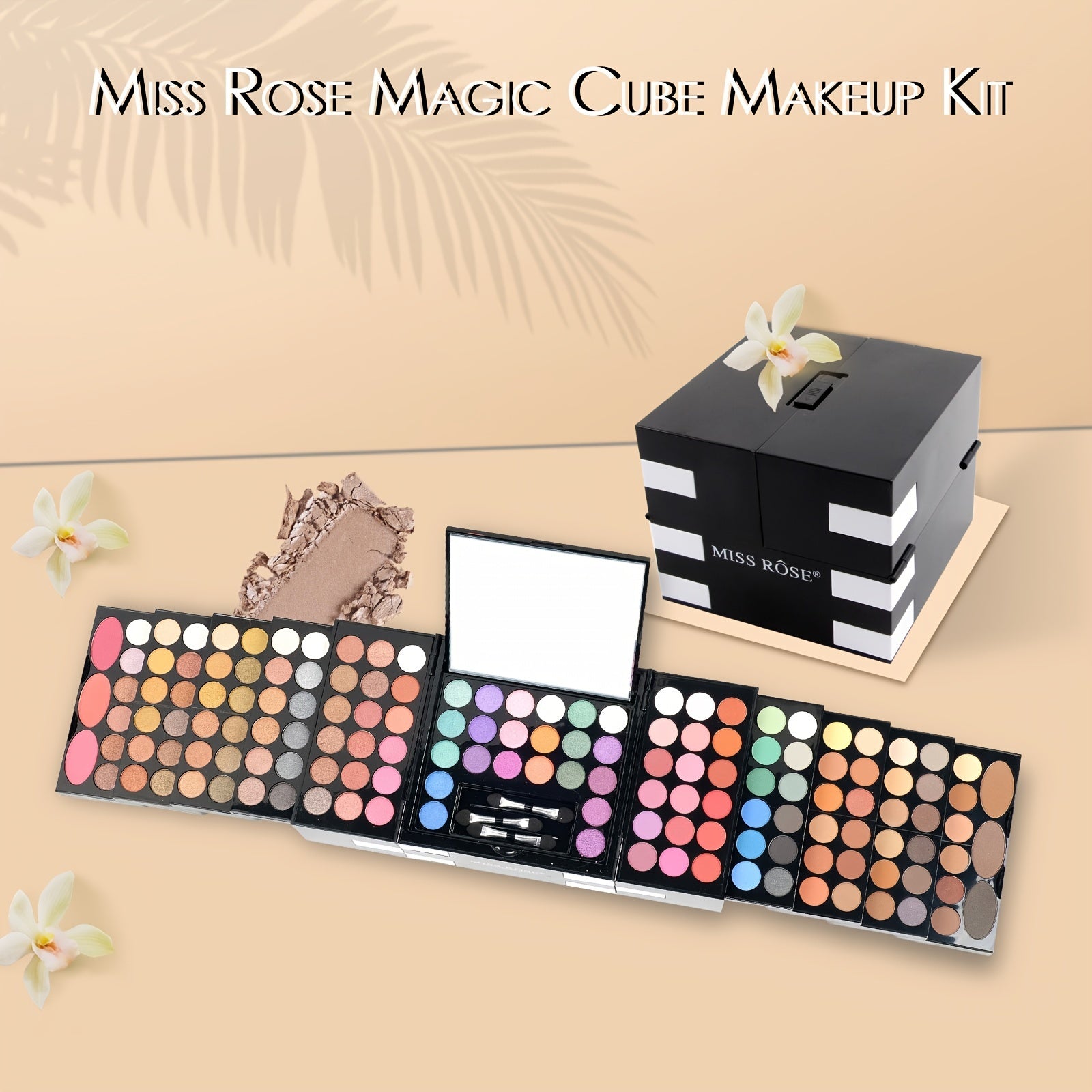 148-Color Ultimate Makeup Kit Collection - Includes 82-Color Pearly Eyeshadow Palette, 60-Color Matte Eyeshadow, 3-Color Blush, 3-Color Eyebrow Powder, and 3 Sponge Sticks with Mirror - Complete Makeup Essentials for Mom, Per